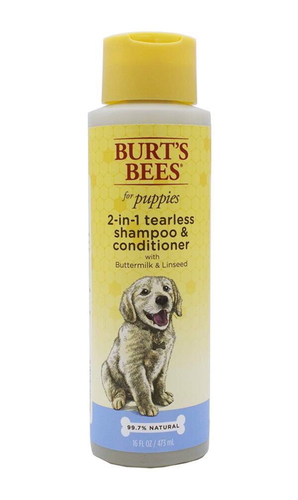 Burt's Bees for Pets Tearless Puppy Shampoo - Naturally Derived Puppy Wash with Buttermilk & Linseed Oil - Safe Natural Dog Shampoo and Conditioner - Gentle Dog Shampoo for All Dogs - 16 Oz