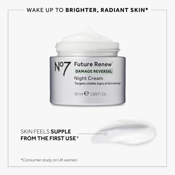 No7 Future Renew Damage Reversal Night Cream - Hydrating Face Moisturizer & Firming Cream to Reverse Visible Signs of Skin Damage - Dermatologist Approved and Suitable for Sensitive Skin (1.69 Fl Oz) - Image 7