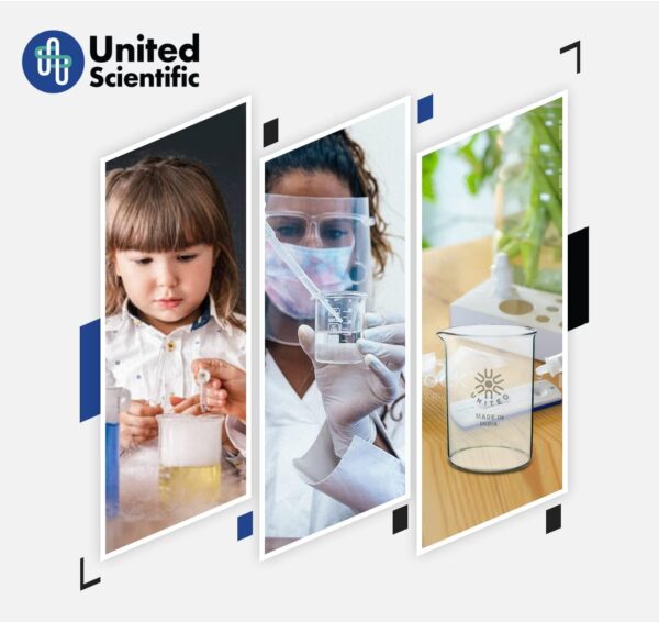 United Scientific™ 1000mL (1L) Beaker, Low Form Griffin, Boro. 3.3 Glass, Double Scale, Graduated - Image 4