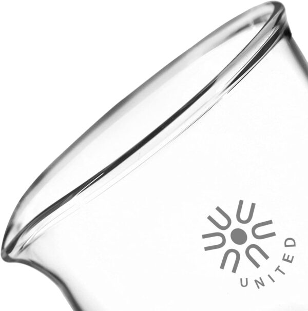 United Scientific™ 1000mL (1L) Beaker, Low Form Griffin, Boro. 3.3 Glass, Double Scale, Graduated - Image 2