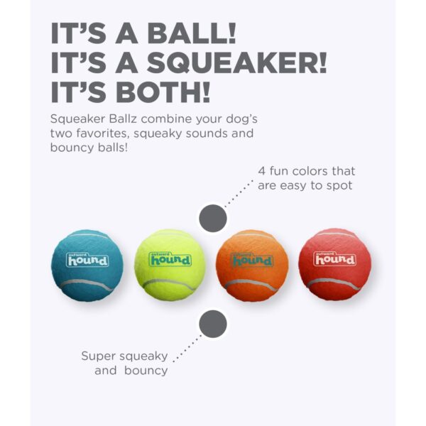 Outward Hound Squeaker Ballz Fetch Dog Toy, Medium - 4 Pack - Image 7