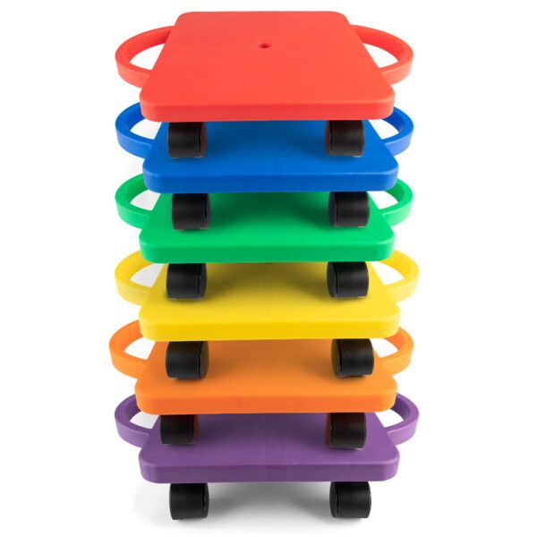 Champion Sports Scooter Board with Handles, Set of 6, Wide 12 x 12 Base - Multi-Colored - Image 9