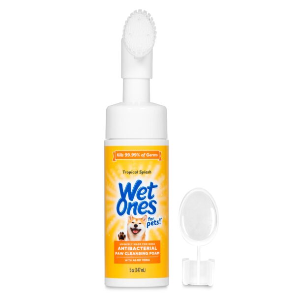 Wet Ones for Pets Antibacterial Dog Paw Cleansing Foam with Built-in Paw Scrubber Brush, Tropical Splash Scent | Dog Paw Cleaner with Antibacterial Foam and Brush, 5 oz - 6 Pack - Image 8