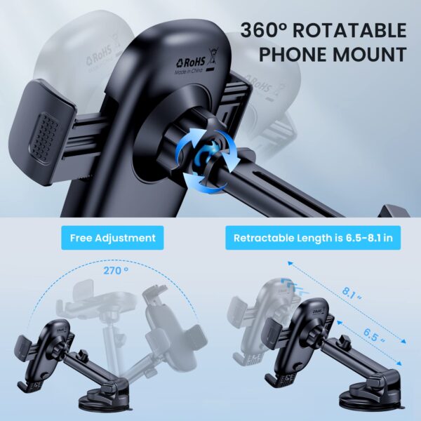 Car Phone Holder Mount Phone Mount for Car Windshield Dashboard - Image 4