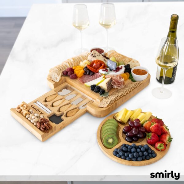 SMIRLY Charcuterie Boards Gift Set: Charcuterie Board Set, Bamboo Cheese Board Set - House Warming Gifts New Home, Wedding Gifts for Couple, Bridal Shower Gift - Image 4