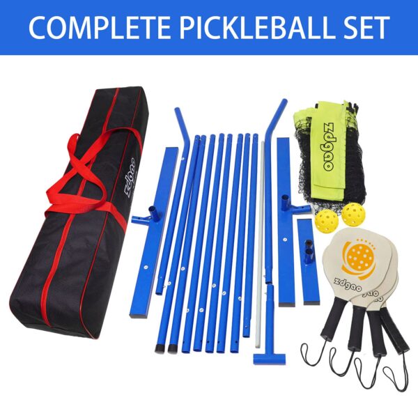 Zdgao Pickleball Set with Net - 22 FT Pickleball Nets Portable Outdoor Regulation Size, with 4 Pickleball Paddles and 2 Outdoor Pickleball Balls for Driveway Backyard - Image 4