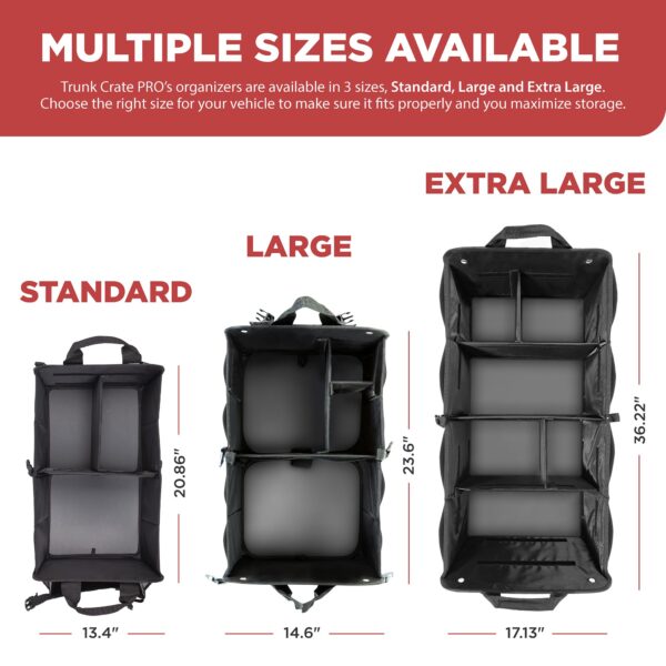 TRUNKCRATEPRO Trunk Organizer For Car, Suv, Truck | Premium Adjustable Multi Compartments Collapsible Car Trunk Organizer With Securing Straps & Non-Slip Bottom (Large Size, Black) - Image 5