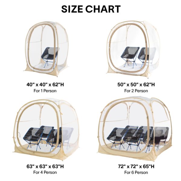 EighteenTek Pod All Weather Sports Tent with Sealed Floor- Instant Tent Shelter - Outdoor Bubble Tent 1-6 Person - Rain Tent Camping Sun Shelter Pop Up - Clear, Patent Pending Protected Design - Image 4