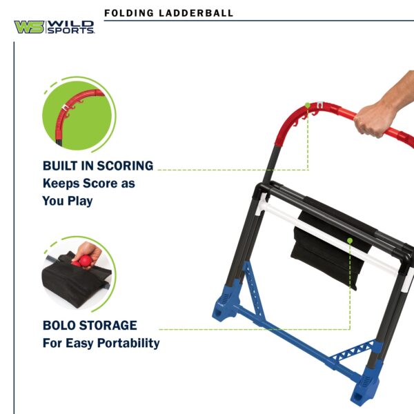 Wild Sports Folding Ladderball Set - Lightweight and Portable Outdoor Game - Includes 6 Bolos - Image 5