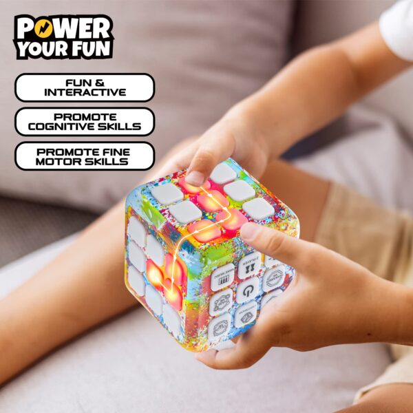 Power Your Fun Cubik LED Flashing Cube Memory Game - Electronic Handheld Game, 5 Brain Memory Games for Kids - Image 4