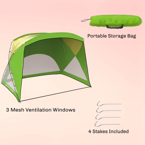 Beach Tent Sun Shelter - Sport Umbrella - UV Protection and Water-Resistant with Carry Bag – Shade Canopy for Families by Wakeman Outdoors (Green) - Image 7