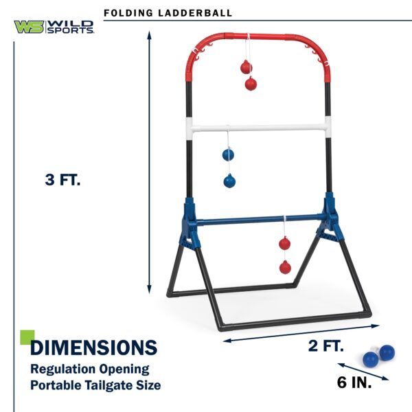 Wild Sports Folding Ladderball Set - Lightweight and Portable Outdoor Game - Includes 6 Bolos - Image 3