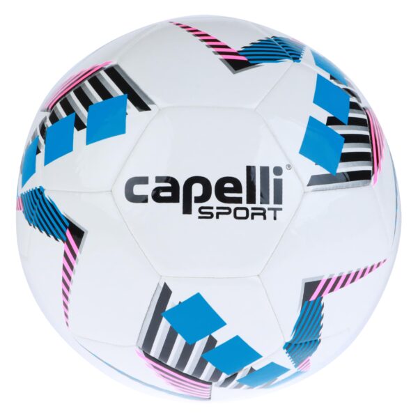 Capelli Sport Soccer Ball Size 4, Star Cubes Team Soccer Ball for Youth and Kids Players, Outdoor and Indoor Training, Neon Blue