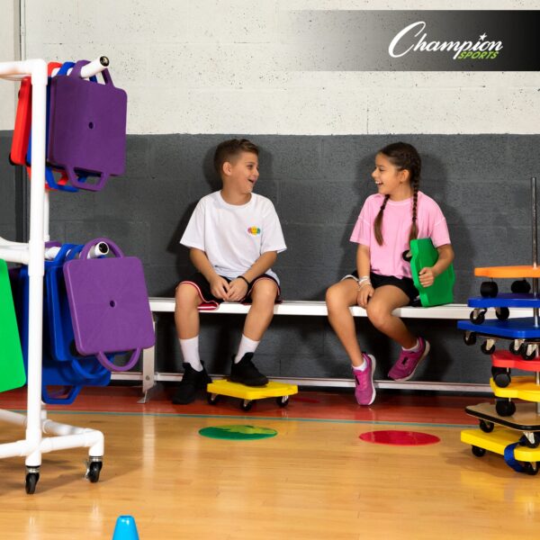 Champion Sports Scooter Board with Handles, Set of 6, Wide 12 x 12 Base - Multi-Colored - Image 3