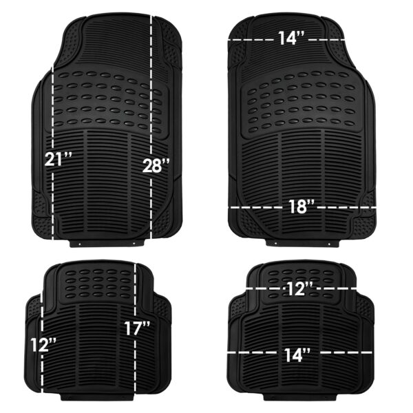 FH Group Automotive Floor Mats - Heavy-Duty Rubber, Universal Fit Full Set, ClimaProof, Trimmable For Most Cars, Sedan, SUV, Truck, Black - Image 4