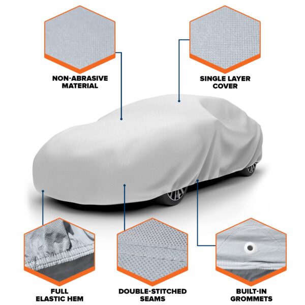 Budge Lite Car Cover Dirtproof, Scratch Resistant, Breathable, Dustproof, Car Cover Fits Sedans up to 200", Gray - Image 7