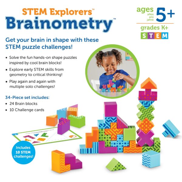 Learning Resources STEM Explorers Brainometry - 34 Pieces, Ages 5+ STEM Toys for Kids, Brain Teaser Toys and Games - Image 2