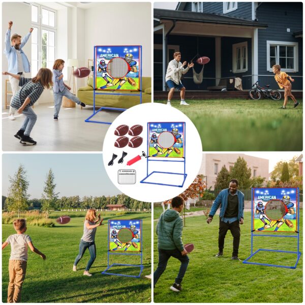 VATOS Football Toss Target Games with 4 Inflatable Footballs - Indoor Outdoor Backyard Throwing Sport Toy for Kids, Football Passing Targets Party Game for Boys Girls and Family Fun Play - Image 6