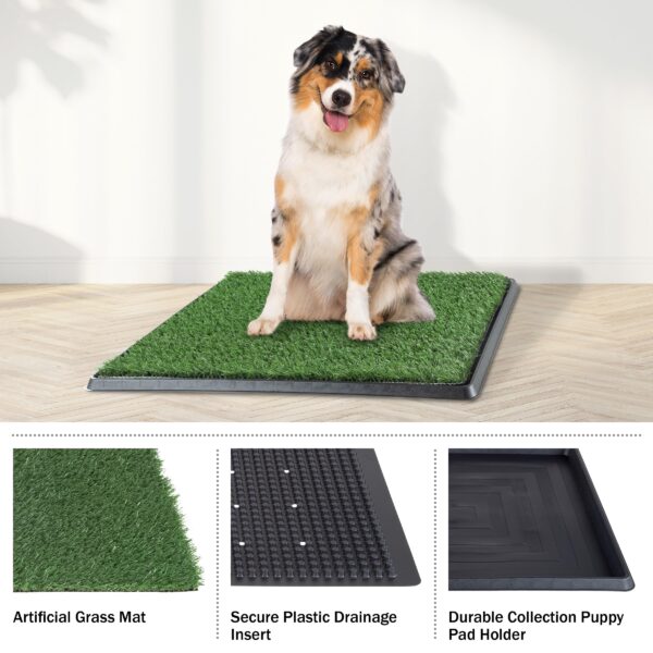 Artificial Grass Puppy Pee Pad for Dogs and Small Pets - 20x25 Reusable 3-Layer Training Potty Pad with Tray - Dog Housebreaking Supplies by PETMAKER - Image 4