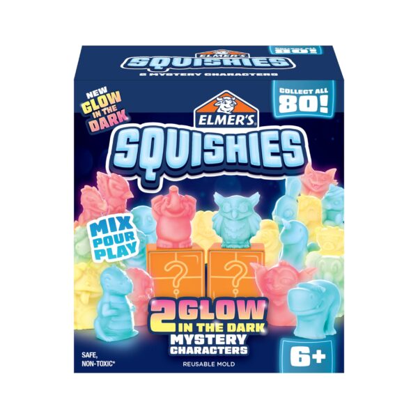 Elmer's Squishies Kids’ DIY Activity Kit, Glow in the Dark Toy Kit, Creates 2 Mystery Characters, 13-Piece Set, Ages 6+ - Image 6