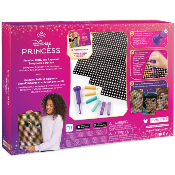 Make It Real: Disney Stamp to Reveal - Jasmine, Belle, Rapunzel Storybook & Dot Art - 1812pcs, DIY 3 Princess Dot Posters, Craft, Girls & Kids Ages 6+ - Image 5