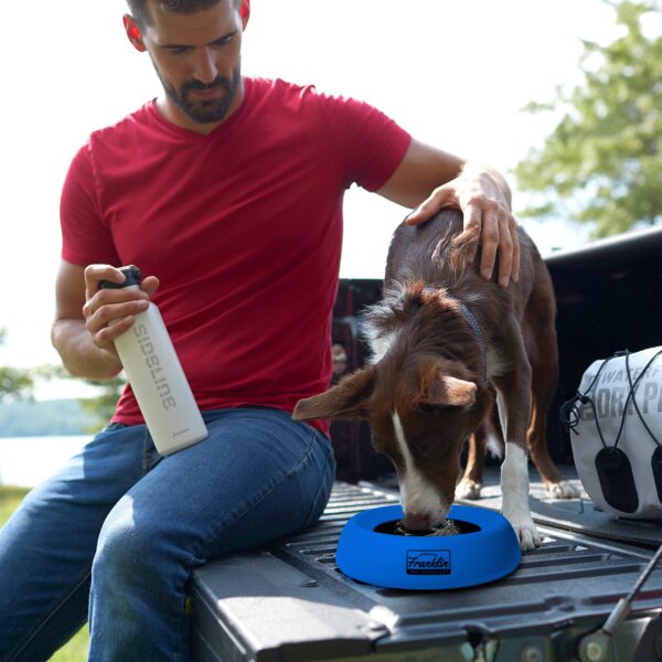 Franklin Pet Supply Travel Pet Silicon Bowl 27oz. – No Spill – BPA Free – Splash Proof – for Water and Food – Travel Smart Design – Portable Car Design – for Larger Dogs,Blue - Image 2