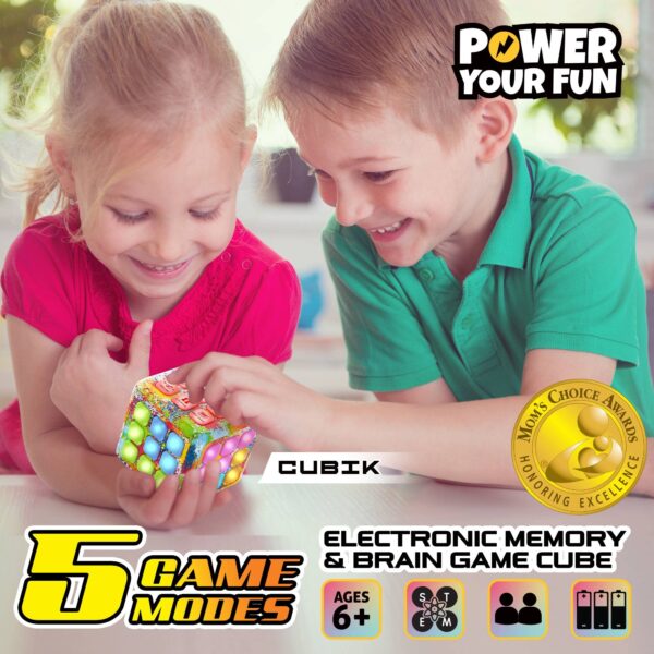 Power Your Fun Cubik LED Flashing Cube Memory Game - Electronic Handheld Game, 5 Brain Memory Games for Kids - Image 6