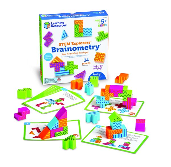 Learning Resources STEM Explorers Brainometry - 34 Pieces, Ages 5+ STEM Toys for Kids, Brain Teaser Toys and Games