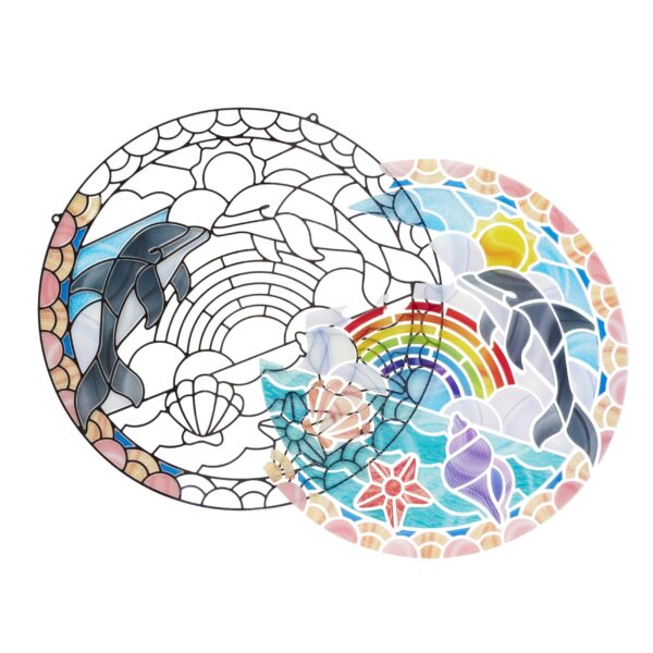 Melissa & Doug Stained Glass Made Easy Craft Kit: Dolphins - 180+ Stickers , Ocean Animals Crafts For Kids Ages 5+ - Image 7