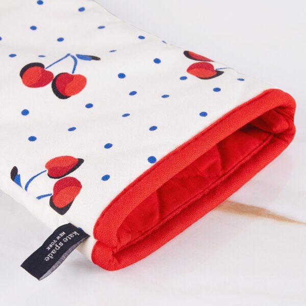 Kate Spade New York Cherry Dot Kitchen Towel, Oven Mitt & Pot Holder 4-Pack Set, 17" x 28", 7" x 13", 7" x 10", White/Red/Blue - Image 4