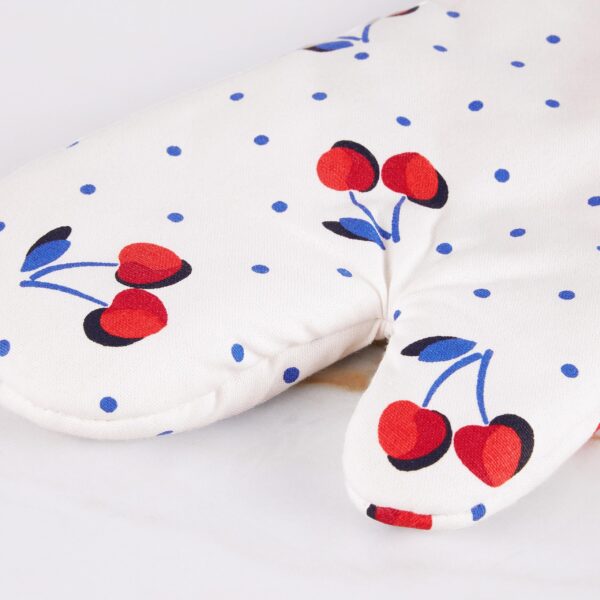 Kate Spade New York Cherry Dot Kitchen Towel, Oven Mitt & Pot Holder 4-Pack Set, 17" x 28", 7" x 13", 7" x 10", White/Red/Blue - Image 5