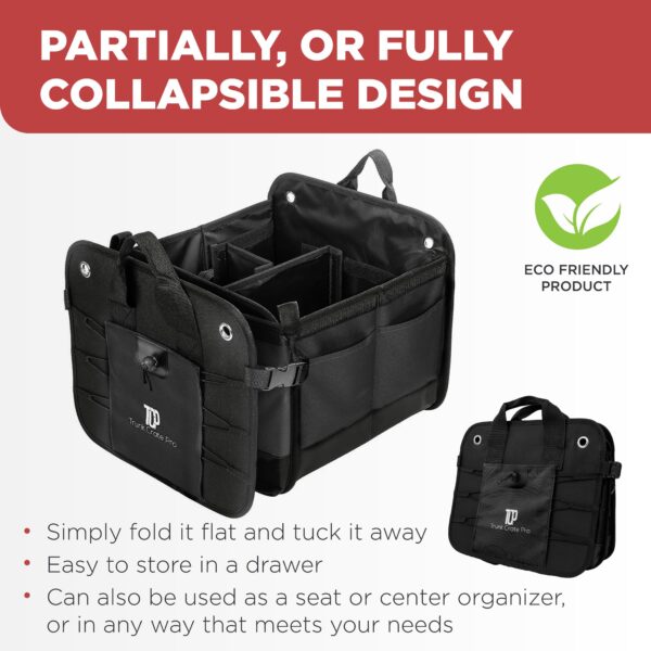 TRUNKCRATEPRO Trunk Organizer For Car, Suv, Truck | Premium Adjustable Multi Compartments Collapsible Car Trunk Organizer With Securing Straps & Non-Slip Bottom (Large Size, Black) - Image 6