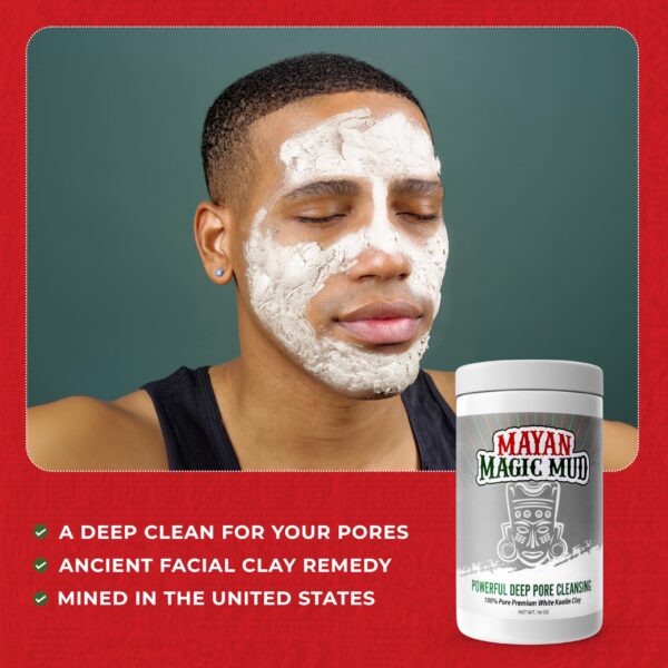 Mayan Magic Mud Powerful Deep Pore Cleansing White Kaolin Clay - Natural Face Mask Peel For Men And Women - USA Made Full Facial Skin Care - Spa Level Beauty Products That Cleanse Skin - 16 Oz - Image 4