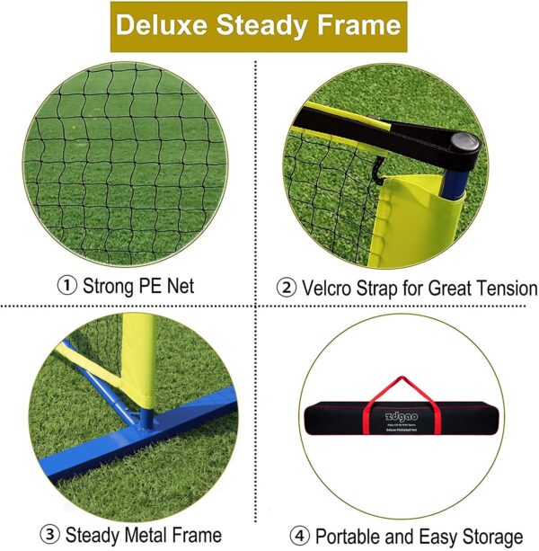 Zdgao Pickleball Set with Net - 22 FT Pickleball Nets Portable Outdoor Regulation Size, with 4 Pickleball Paddles and 2 Outdoor Pickleball Balls for Driveway Backyard - Image 8