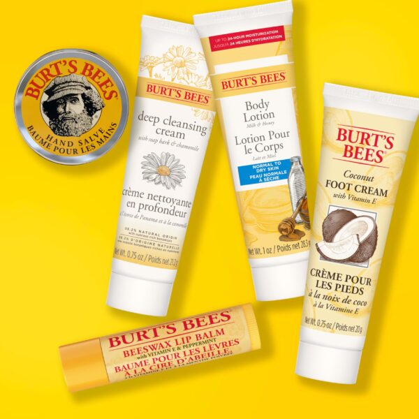 Burt's Bees Gifts Ideas - Essential Everyday Beauty Set, 5 Travel Size Products - Deep Cleansing Cream, Hand Salve, Body Lotion, Foot Cream and Lip Balm - Image 15