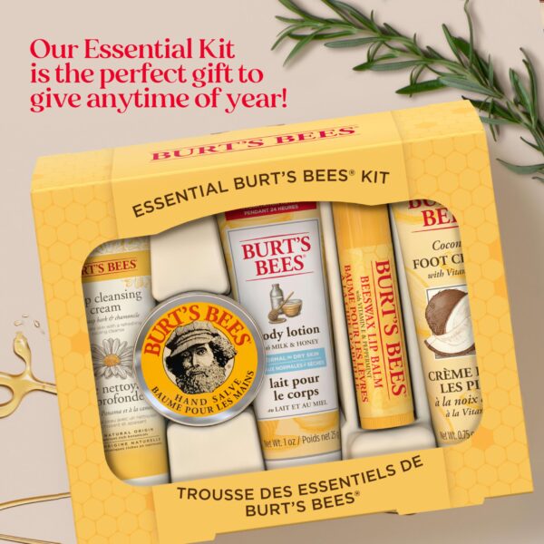 Burt's Bees Gifts Ideas - Essential Everyday Beauty Set, 5 Travel Size Products - Deep Cleansing Cream, Hand Salve, Body Lotion, Foot Cream and Lip Balm - Image 16