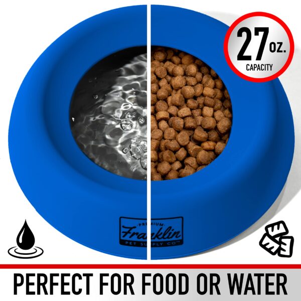 Franklin Pet Supply Travel Pet Silicon Bowl 27oz. – No Spill – BPA Free – Splash Proof – for Water and Food – Travel Smart Design – Portable Car Design – for Larger Dogs,Blue - Image 6