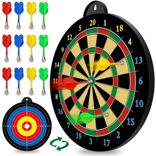 Magnetic Dart Board - 12pcs Magnetic Darts (Red Green Yellow) - Excellent Indoor Game and Party Games